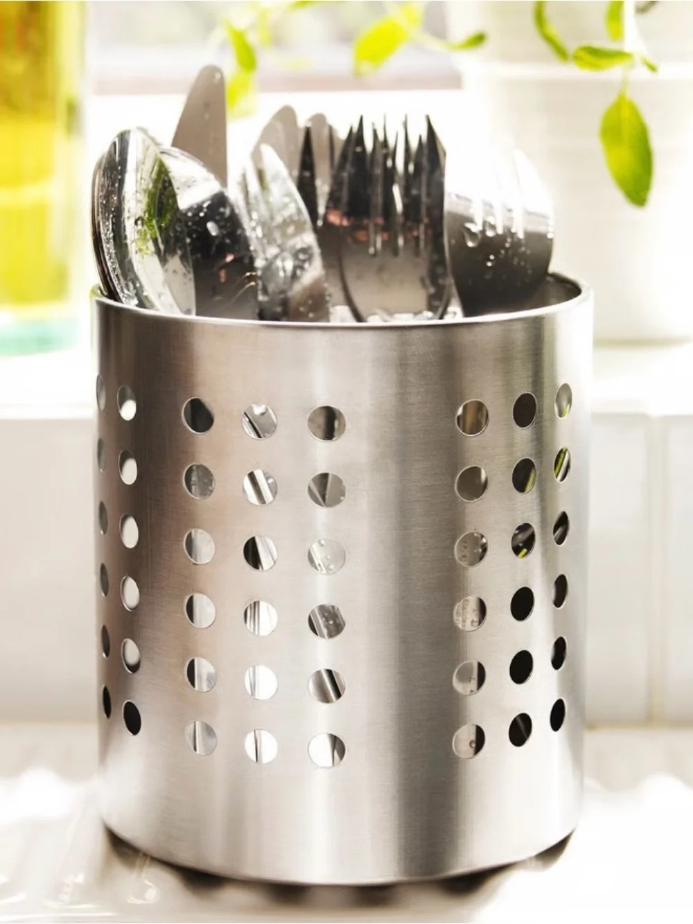 Lot of 2 PCs IKEA ORDNING Utensil holder, stainless steel, 5 3/8 
